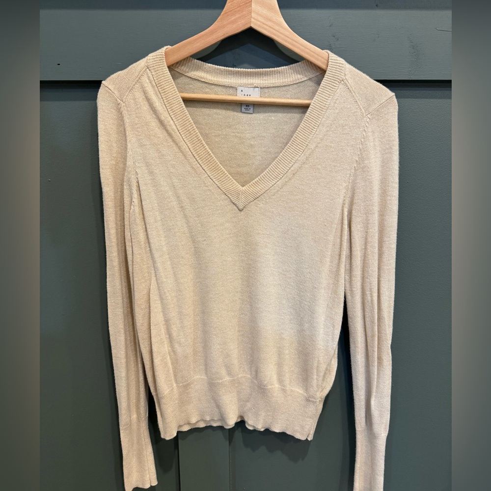 Cream V-Neck Sweater